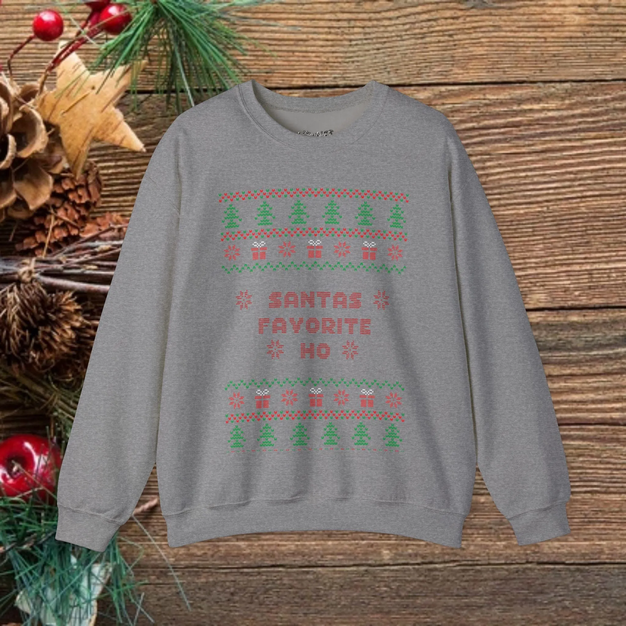 Unisex Santa's Favorite Ho Typography Ugly Christmas Sweatshirt