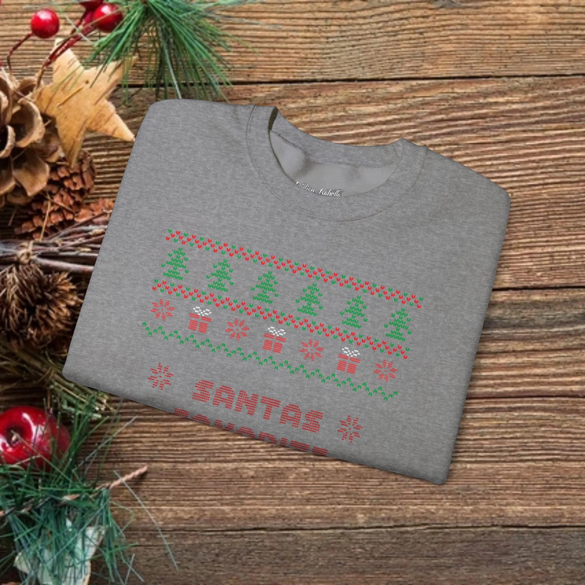 Unisex Santa's Favorite Ho Typography Ugly Christmas Sweatshirt