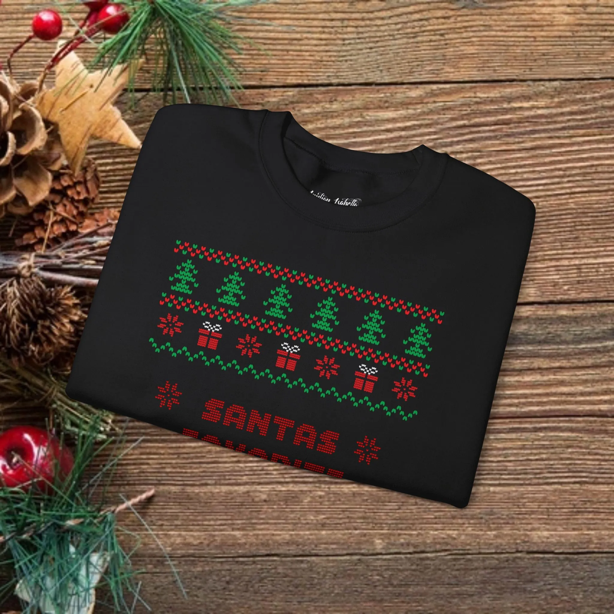 Unisex Santa's Favorite Ho Typography Ugly Christmas Sweatshirt