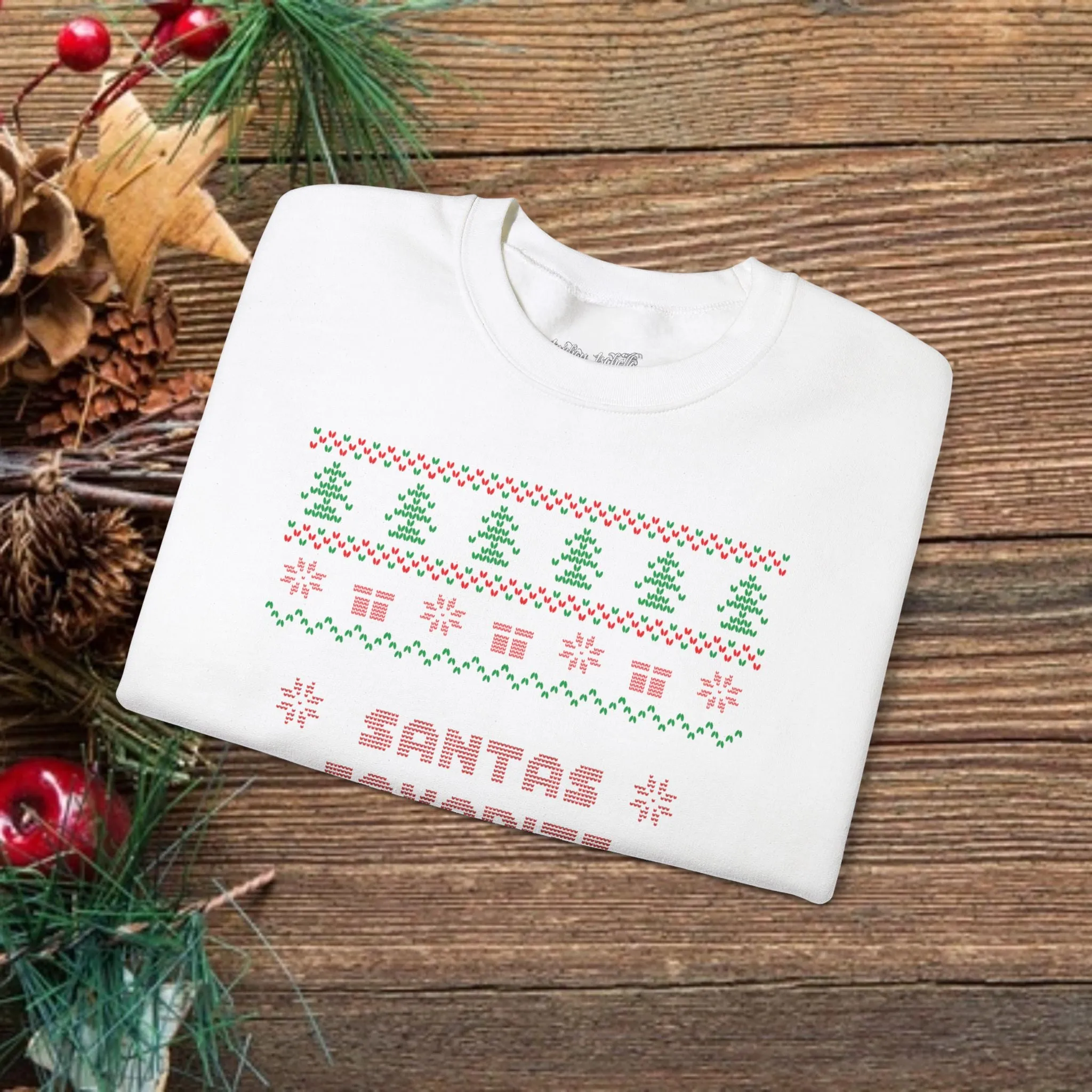 Unisex Santa's Favorite Ho Typography Ugly Christmas Sweatshirt