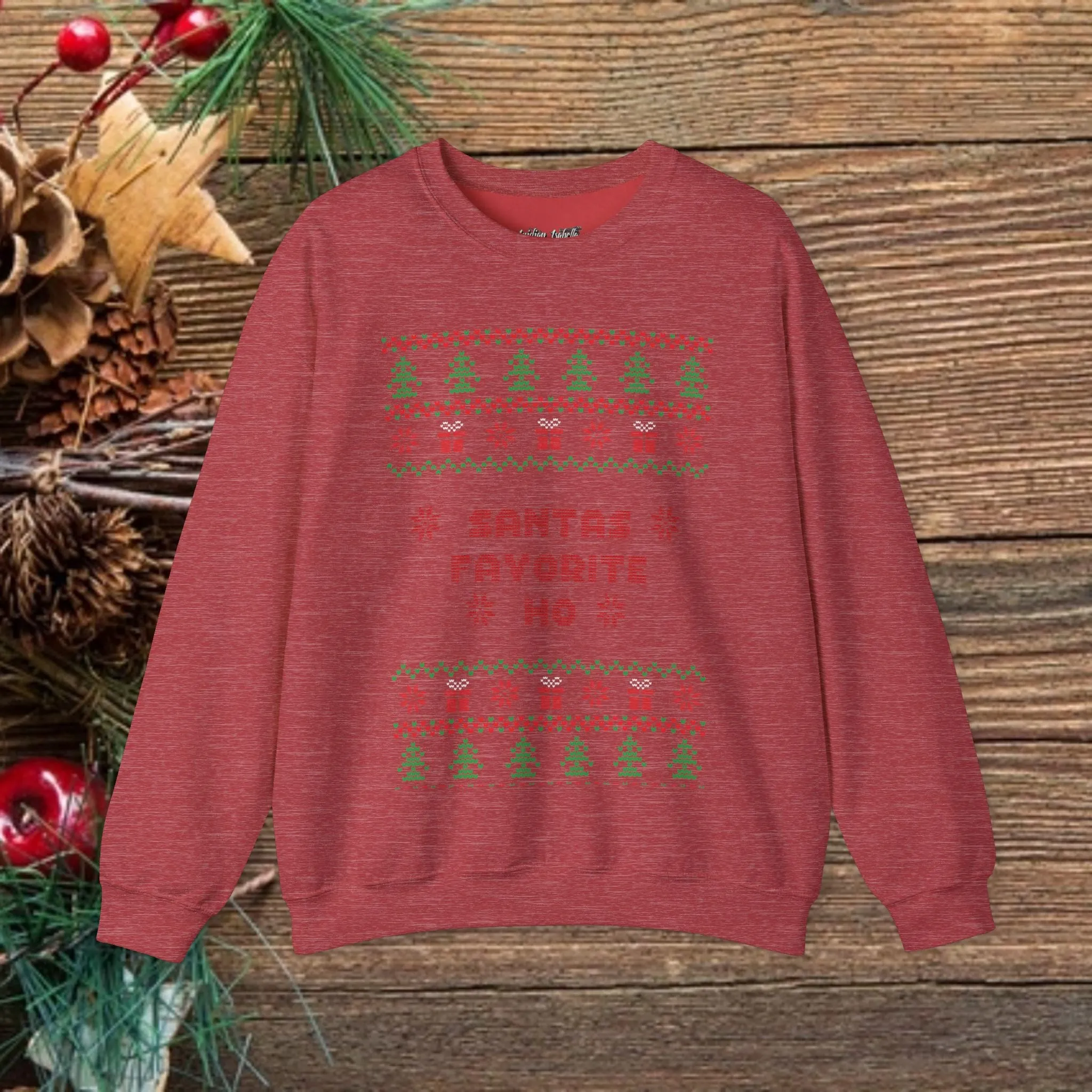 Unisex Santa's Favorite Ho Typography Ugly Christmas Sweatshirt