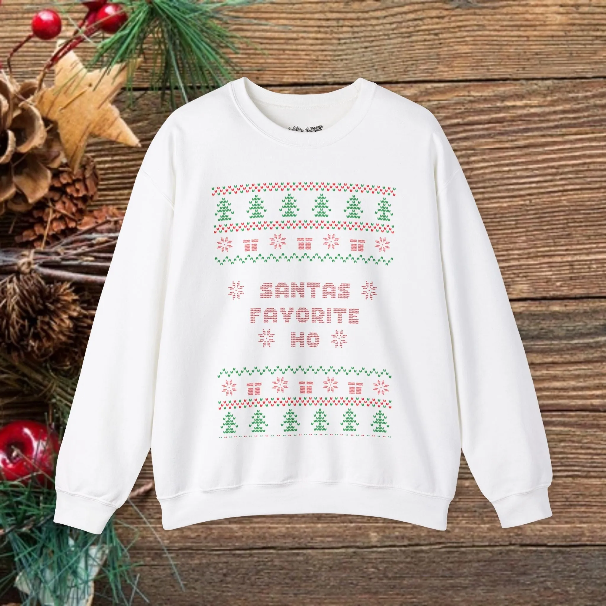 Unisex Santa's Favorite Ho Typography Ugly Christmas Sweatshirt