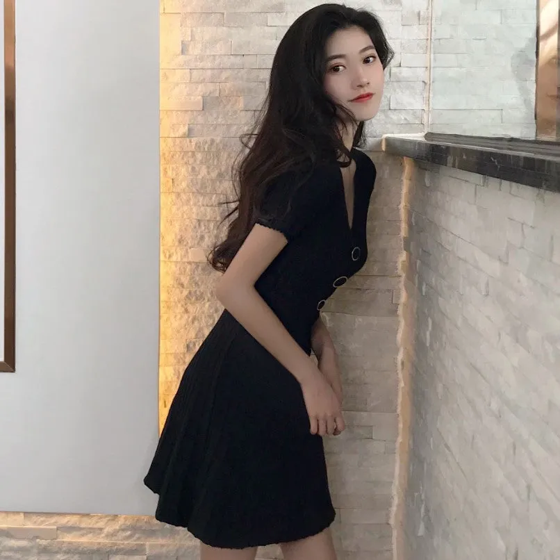 V-neck knit dress KF50110