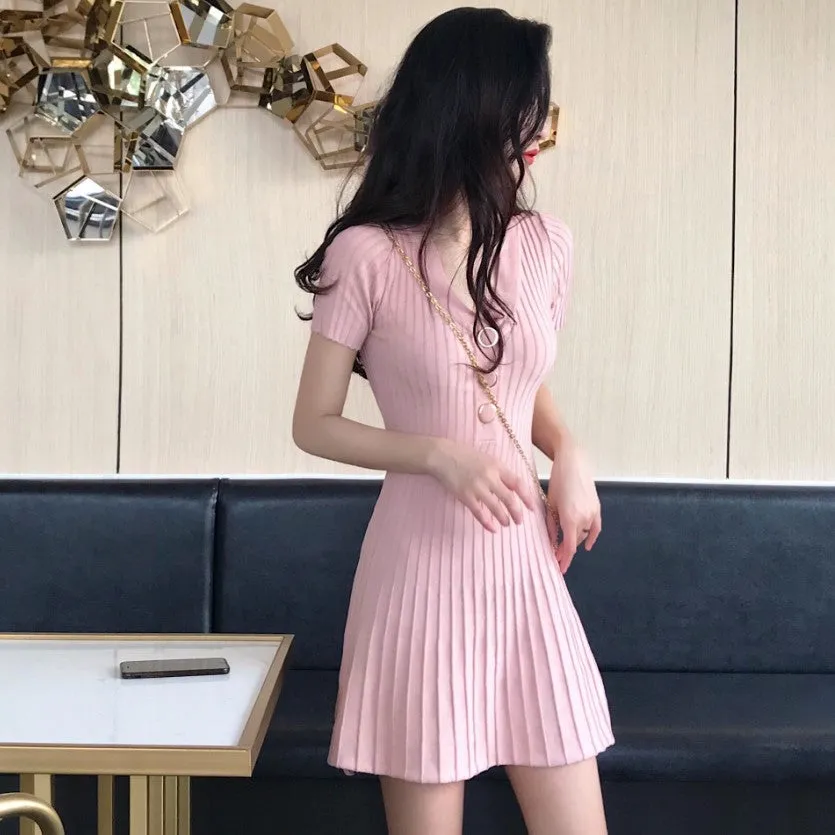 V-neck knit dress KF50110
