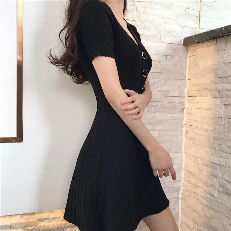 V-neck knit dress KF50110