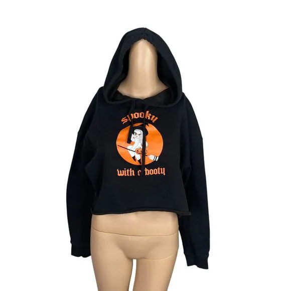 Valfre Spooky With A Booty Halloween Witch Crop Hoodie Sweatshirt Women‘s S