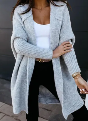VELOVA - Oversize Boxy-Langarm-Strickjacke mit Kapuze