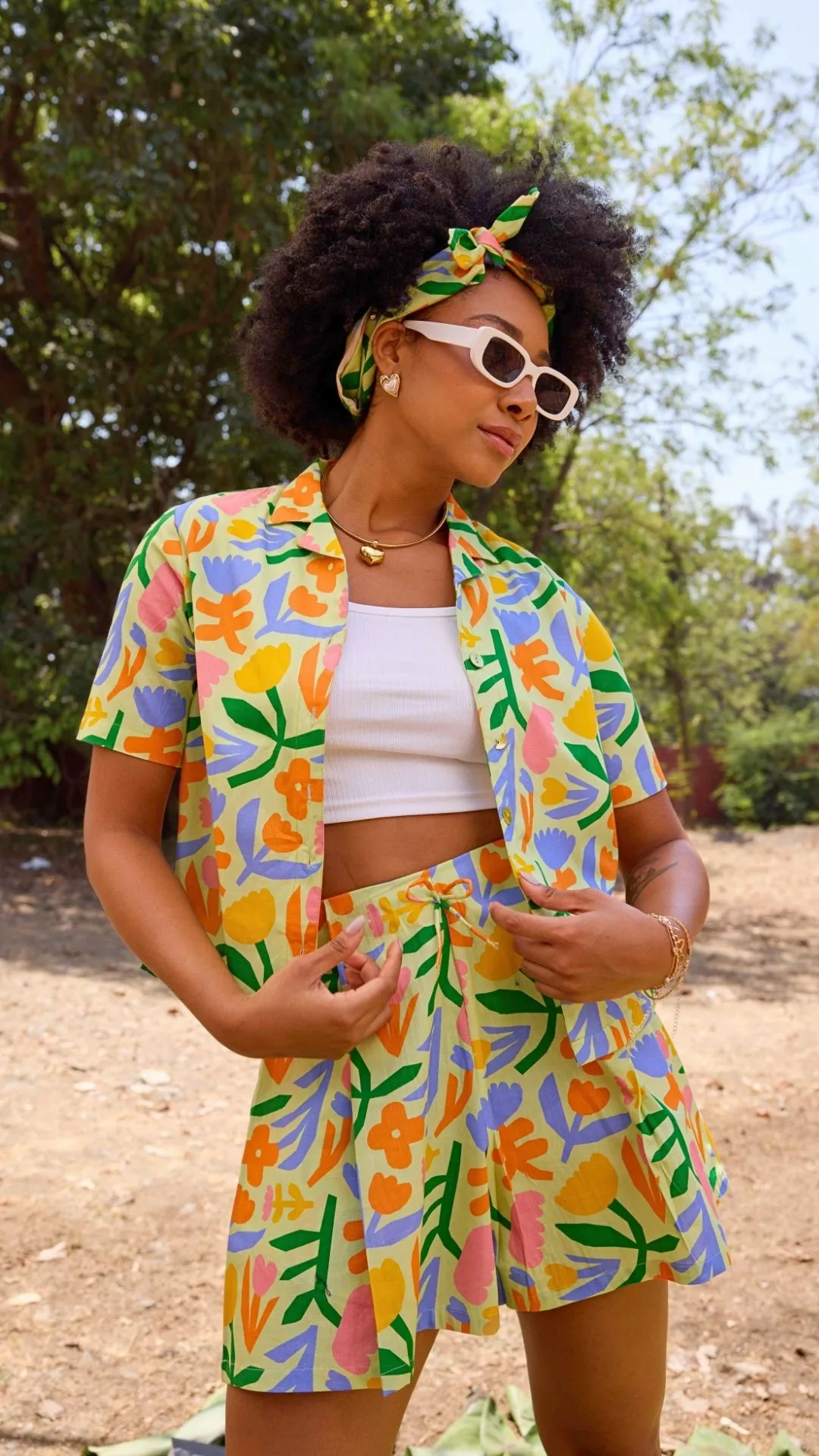 Vesper Shirt & Dottie Shorts, Summer Garden