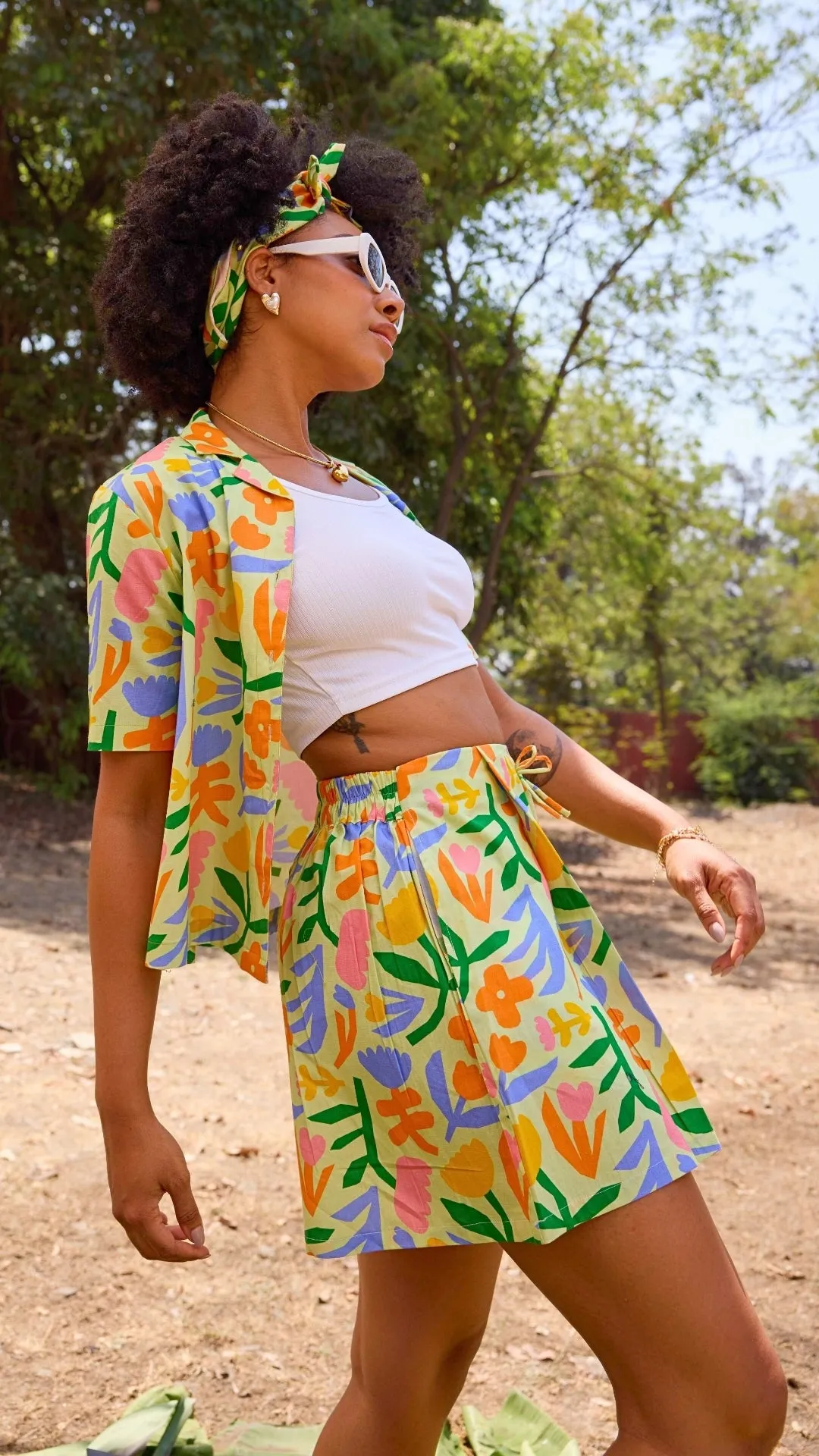 Vesper Shirt & Dottie Shorts, Summer Garden