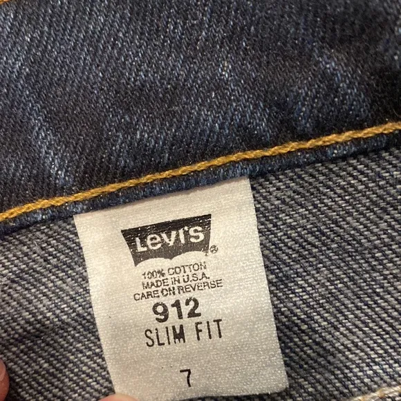 Vintage 1977 dark wash distressed 912 Levi’s shorts
