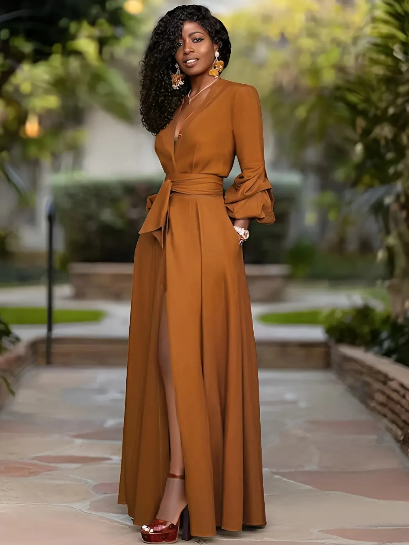 Vintage Swing Ruffle Dress with Button Front