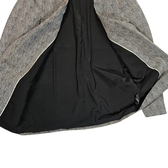 White House Black Market Herringbone Print Ecru The Relaxed Blazer Jacket Sz 10