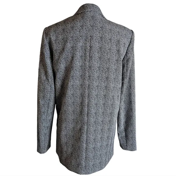 White House Black Market Herringbone Print Ecru The Relaxed Blazer Jacket Sz 10