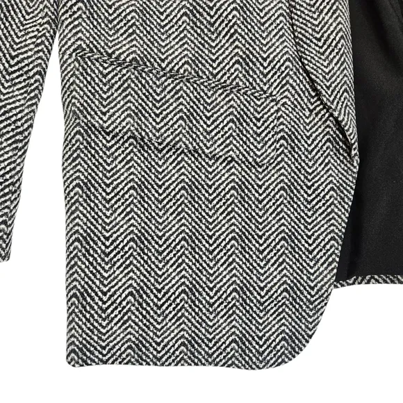 White House Black Market Herringbone Print Ecru The Relaxed Blazer Jacket Sz 10
