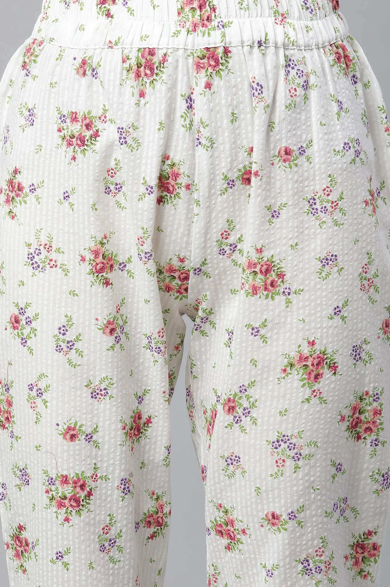 White Seer Sucker Kurta & Pants Co-ord Set