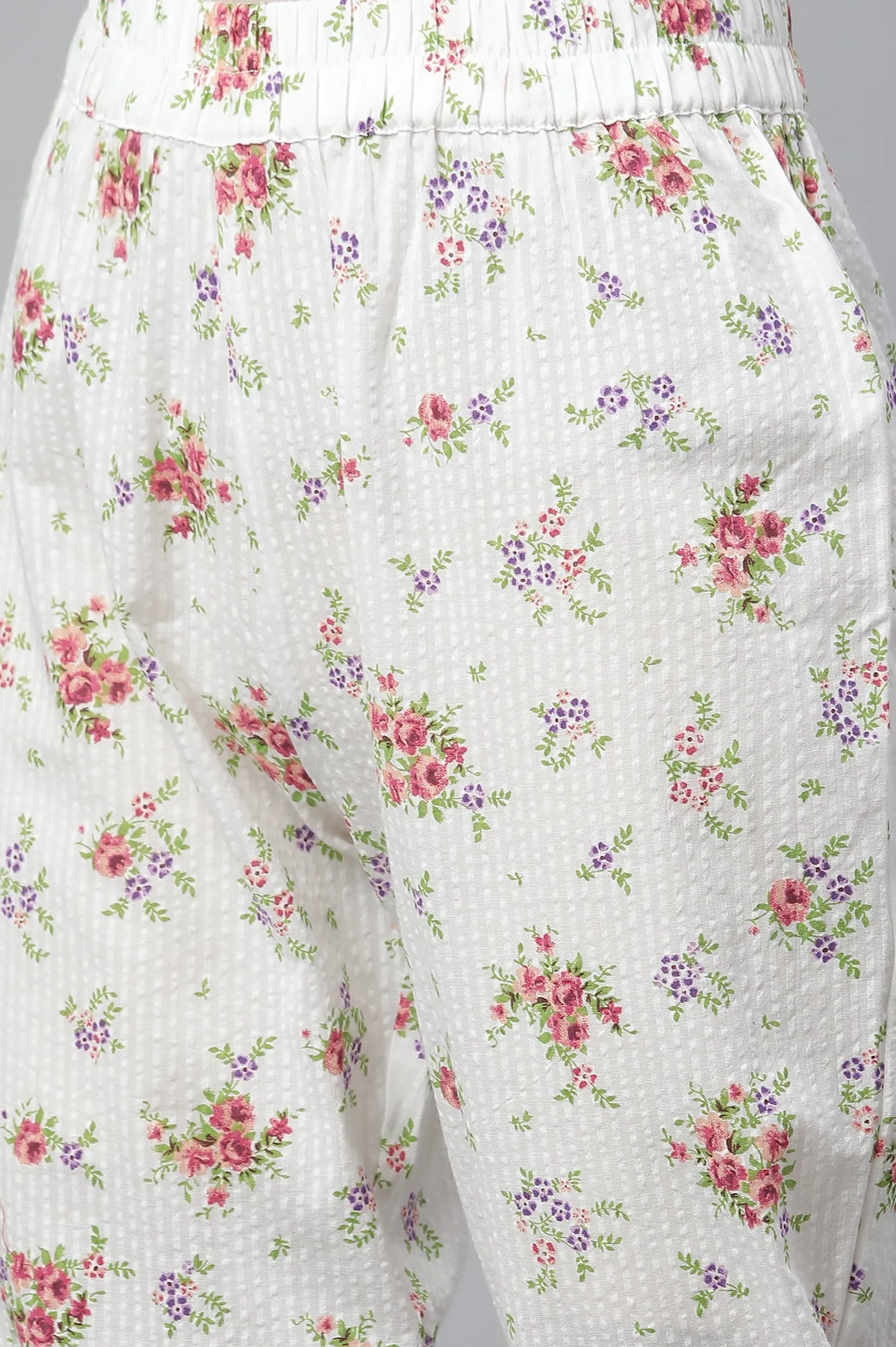 White Seer Sucker Kurta & Pants Co-ord Set