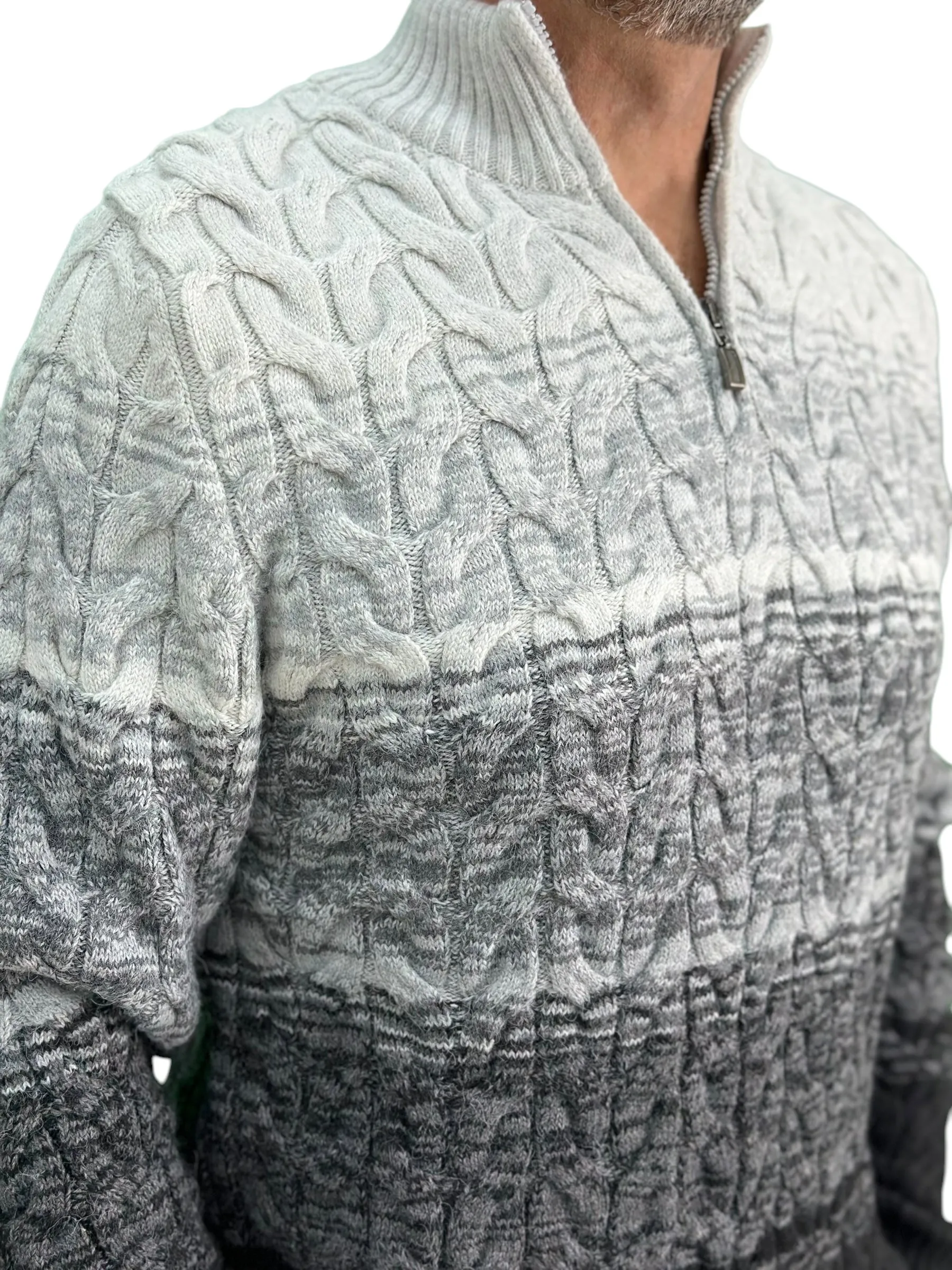 Winter - Half Zipper Collar - Wool-   Essential  Sweater-Gray