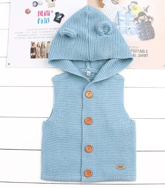 Winter Hooded Knitted Long Sleeve  Sweaters For Newborn Babies