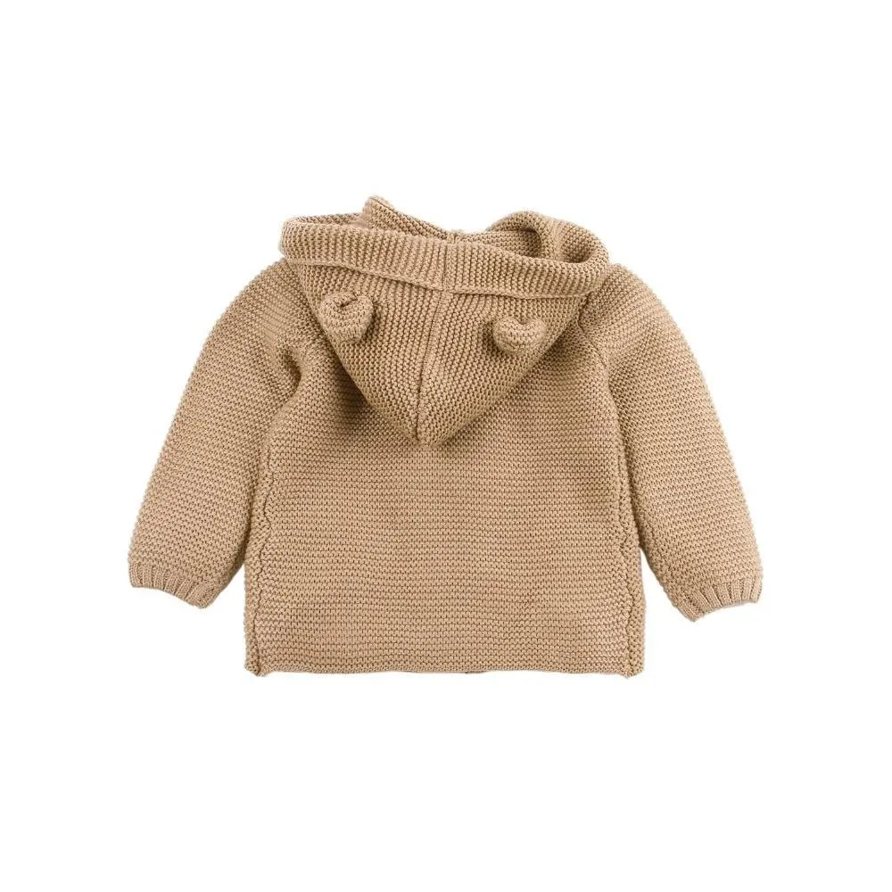 Winter Hooded Knitted Long Sleeve  Sweaters For Newborn Babies