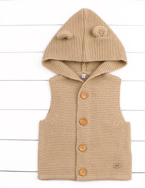 Winter Hooded Knitted Long Sleeve  Sweaters For Newborn Babies