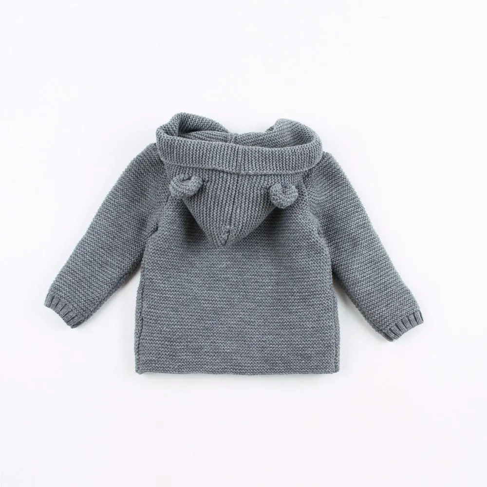 Winter Hooded Knitted Long Sleeve  Sweaters For Newborn Babies