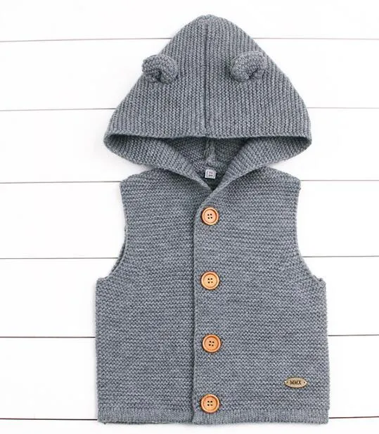 Winter Hooded Knitted Long Sleeve  Sweaters For Newborn Babies