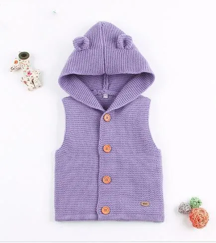Winter Hooded Knitted Long Sleeve  Sweaters For Newborn Babies