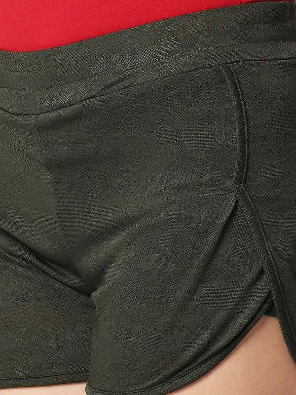 Women Olive Green Polyester Solid Slim Fit Shorts - ADVENTURE SHORT-OL