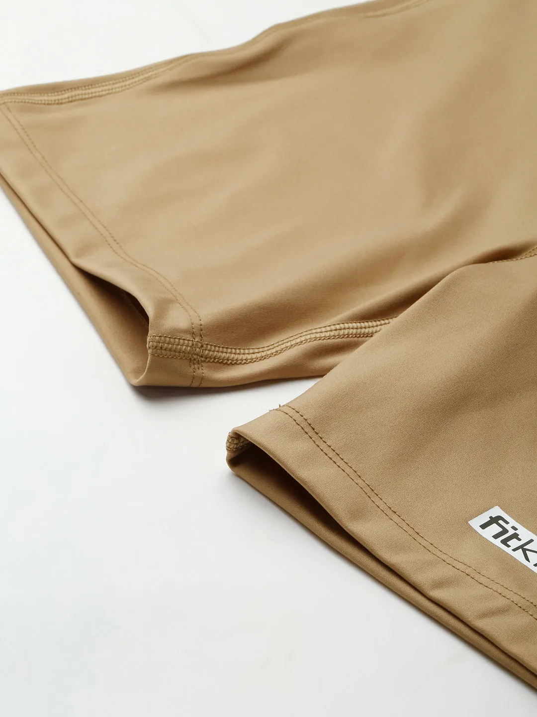Women's Beige Solid Slim Fit High-Rise Sports Shorts