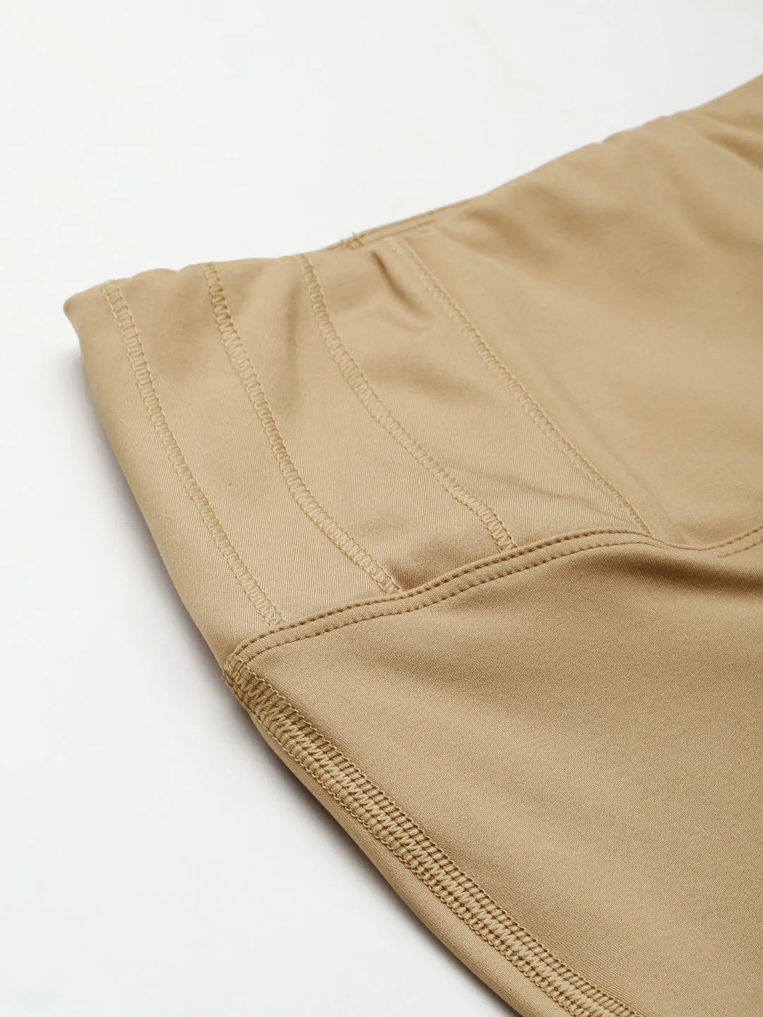 Women's Beige Solid Slim Fit High-Rise Sports Shorts