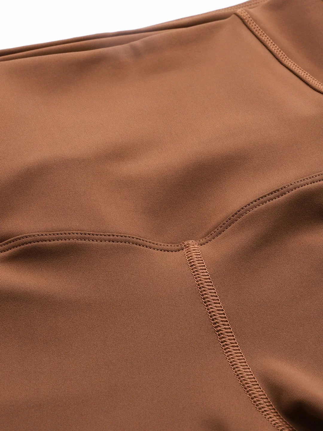 Women's Brown Solid Slim Fit High-Rise Sports Shorts