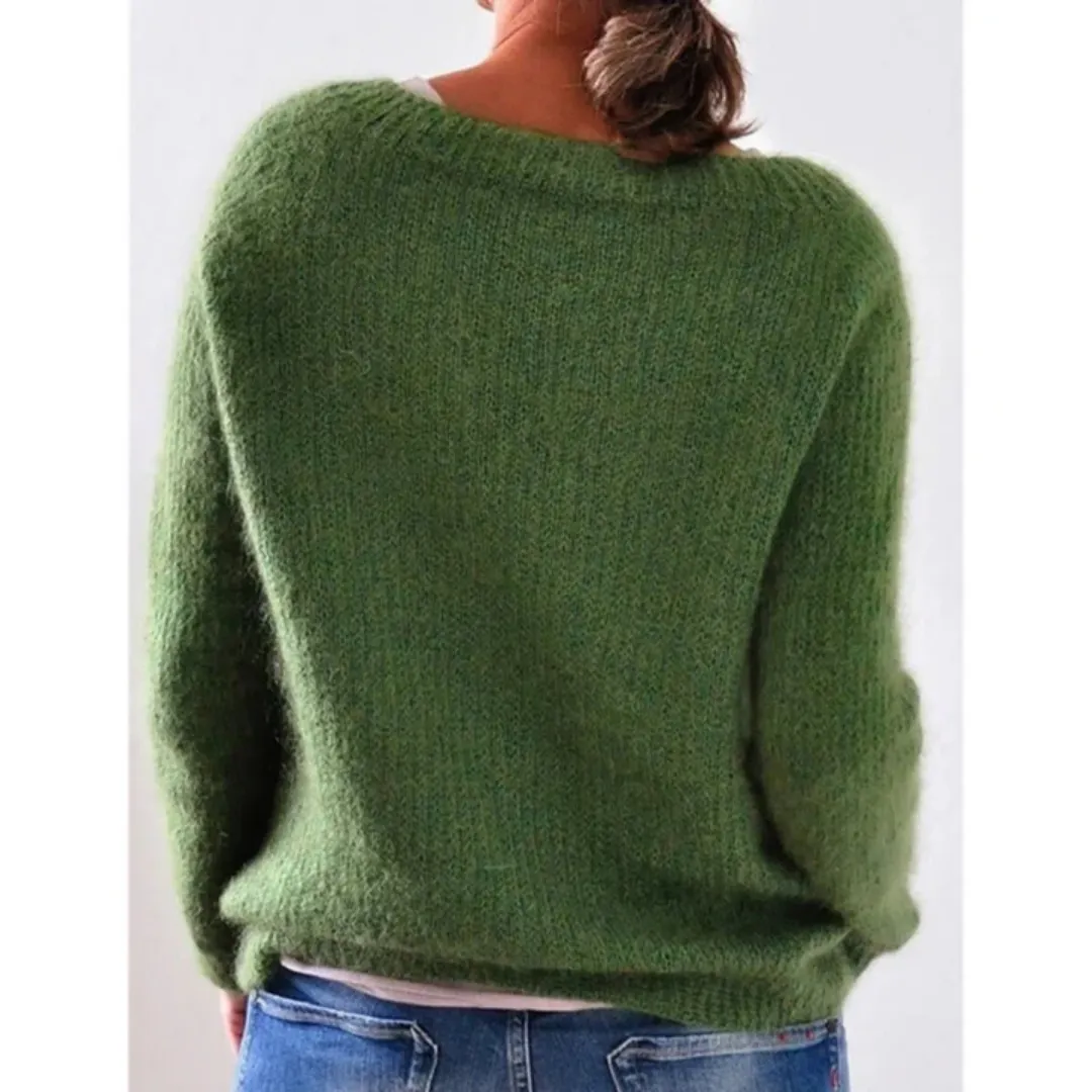 Women's Casual Boat Neck Knitted Sweater | Warm