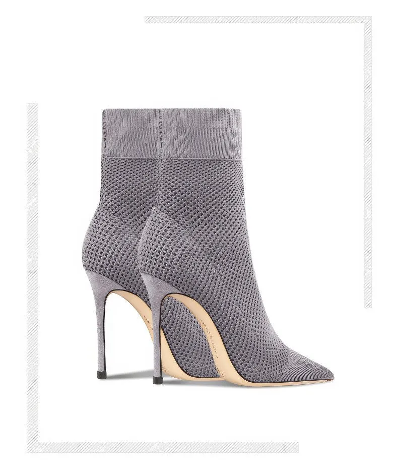 Women's Century Pointy-Toe Knitted High Heel Booties