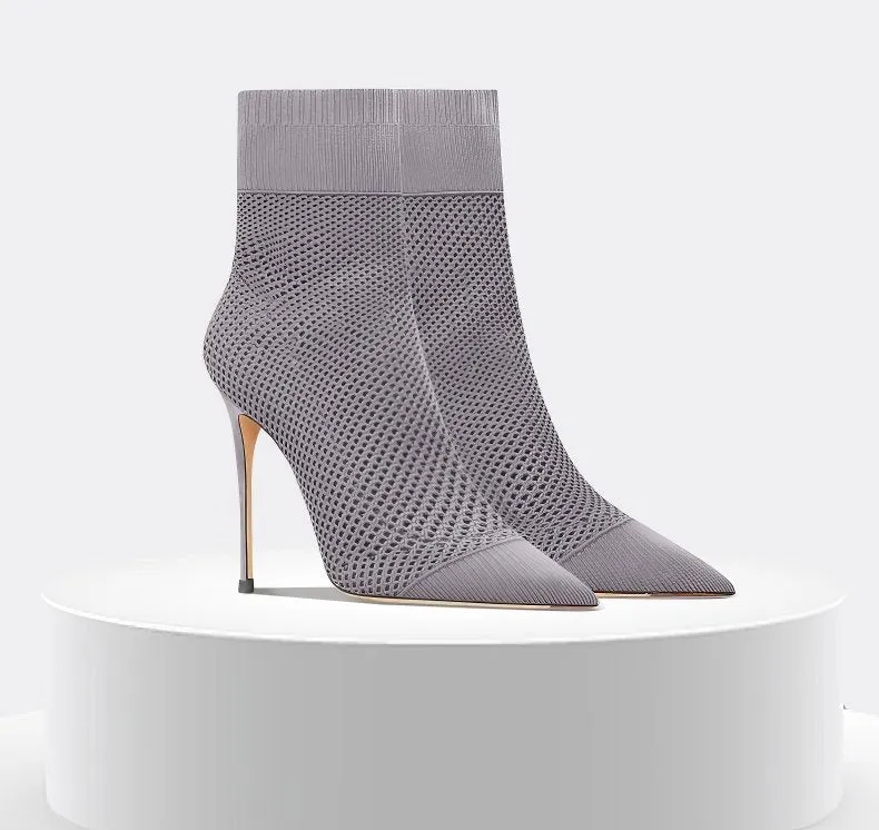 Women's Century Pointy-Toe Knitted High Heel Booties