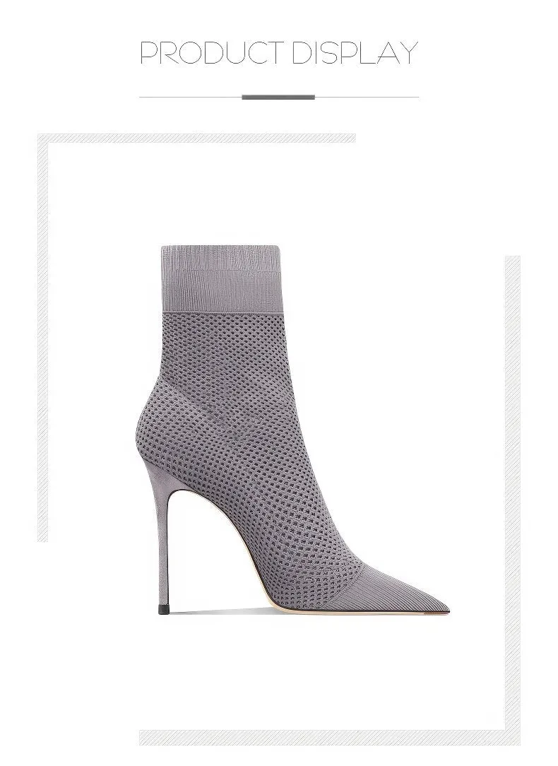 Women's Century Pointy-Toe Knitted High Heel Booties
