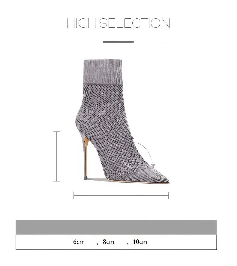 Women's Century Pointy-Toe Knitted High Heel Booties