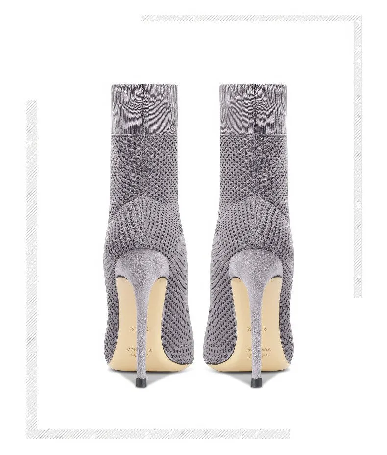Women's Century Pointy-Toe Knitted High Heel Booties