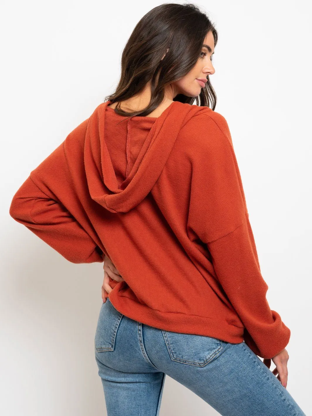 WOMEN'S HOODIE POCKETS LONG SLEEVE SWEATER