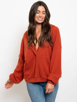 WOMEN'S HOODIE POCKETS LONG SLEEVE SWEATER