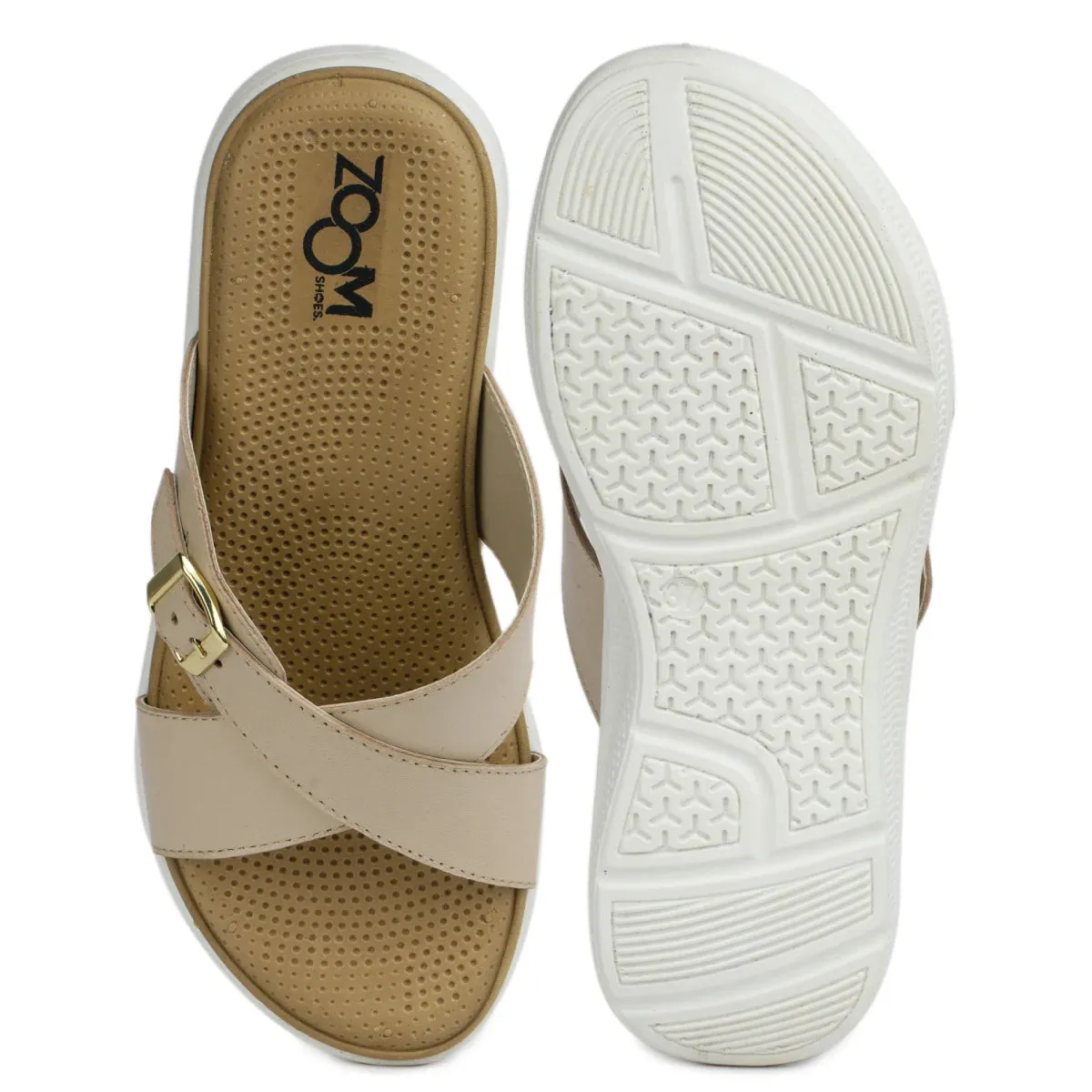 Women’s Leather Slippers 7515 – Criss-Cross Buckle Design