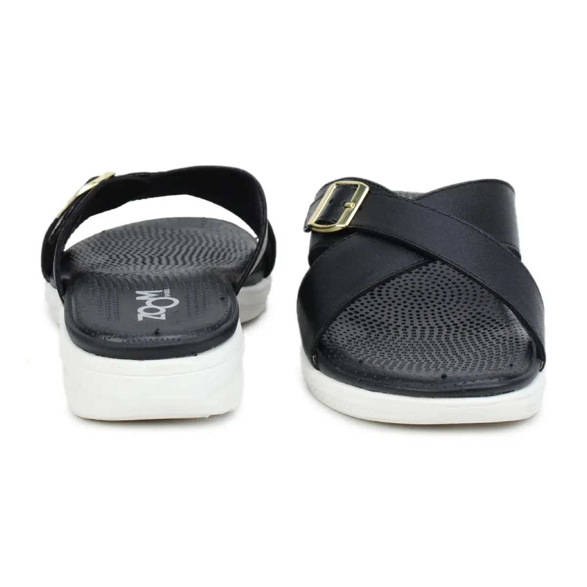 Women’s Leather Slippers 7515 – Criss-Cross Buckle Design