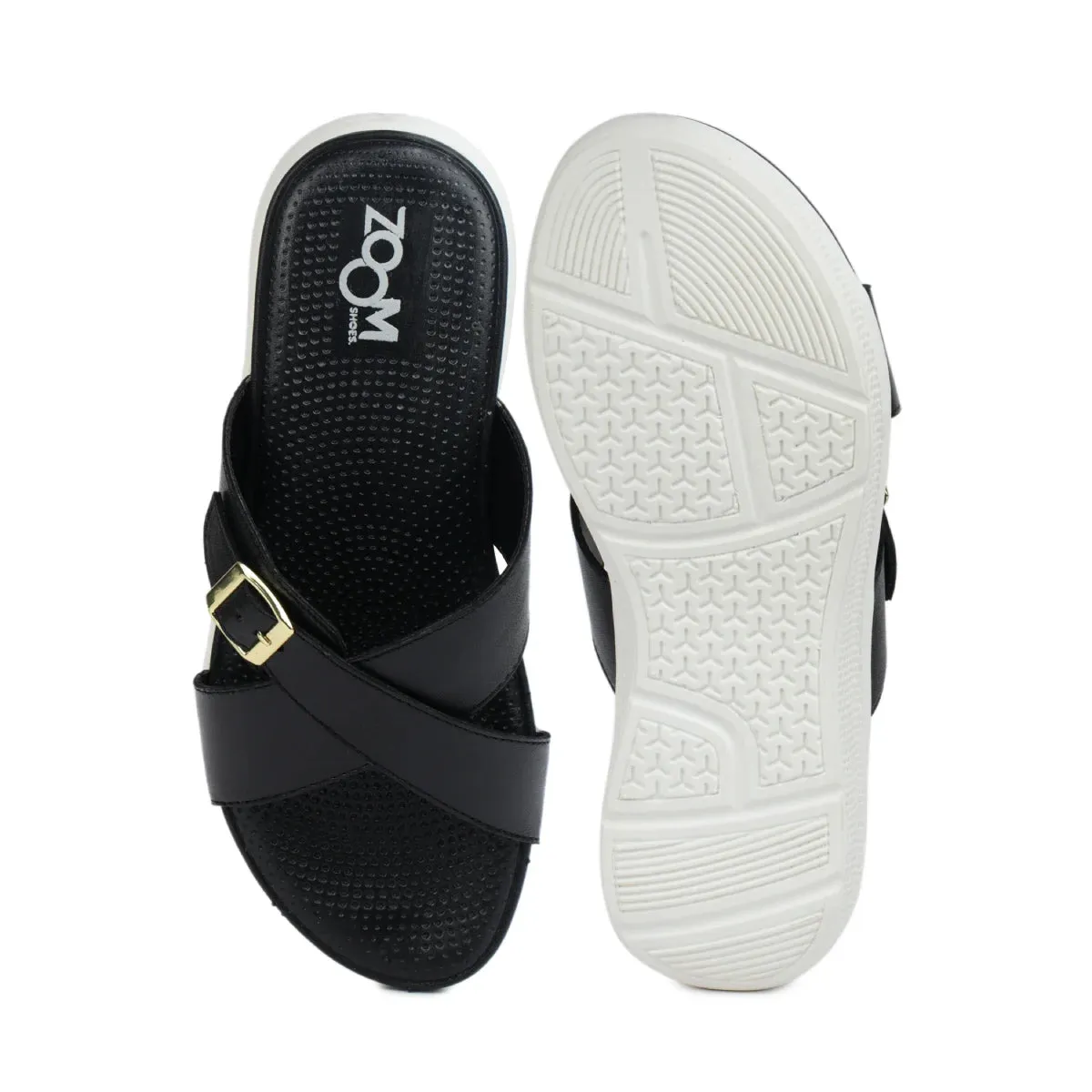 Women’s Leather Slippers 7515 – Criss-Cross Buckle Design
