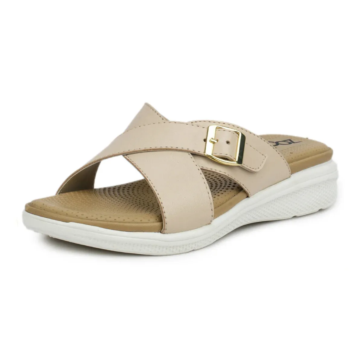 Women’s Leather Slippers 7515 – Criss-Cross Buckle Design