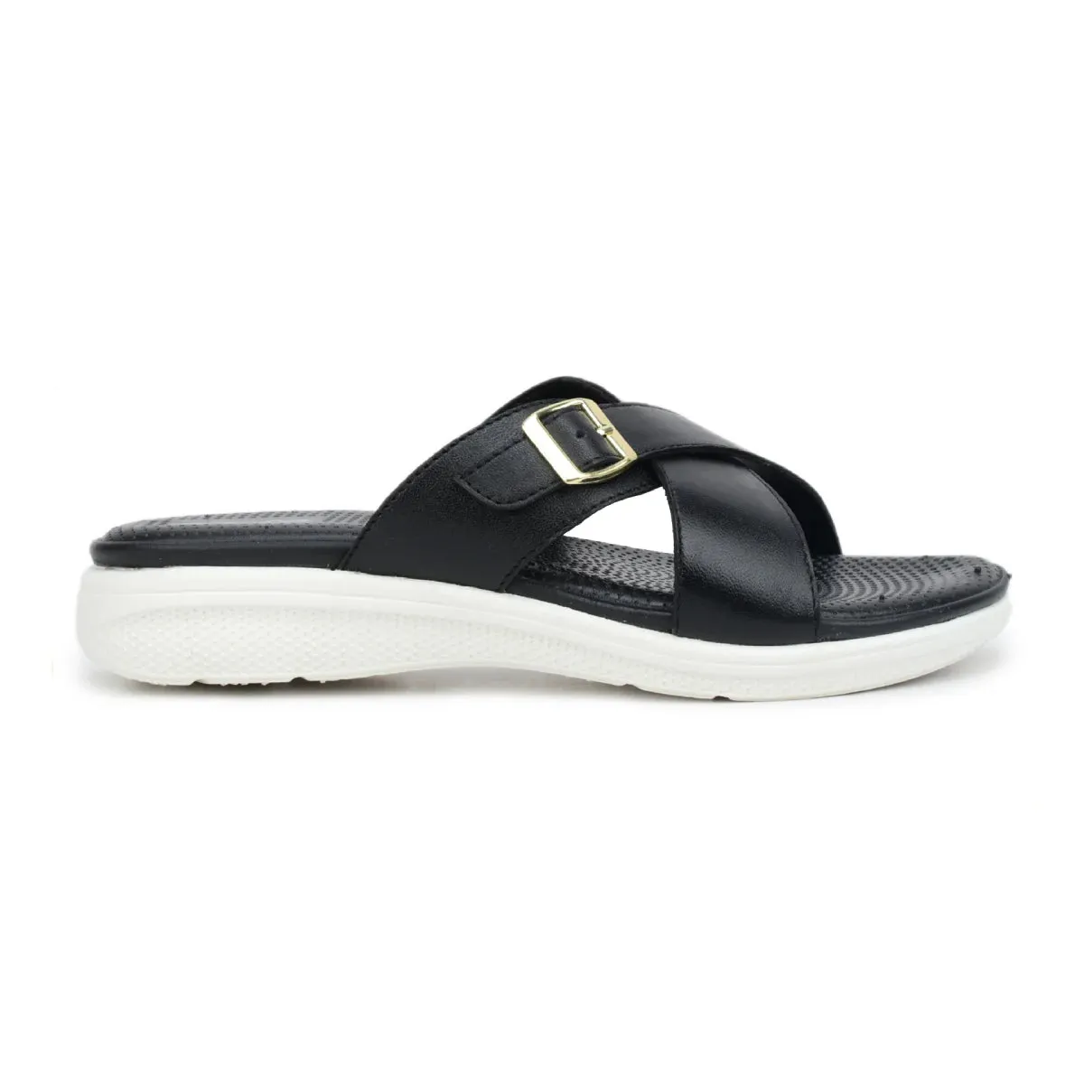 Women’s Leather Slippers 7515 – Criss-Cross Buckle Design
