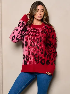 WOMEN'S LONG SLEEVE ANIMAL PRINT SWEATER