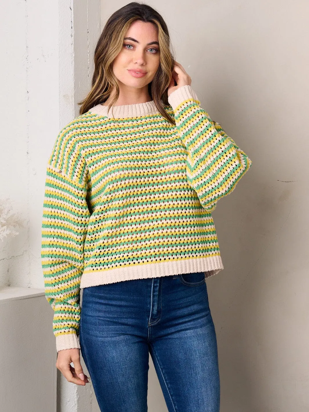 WOMEN'S LONG SLEEVE COLORBLOCK SWEATER