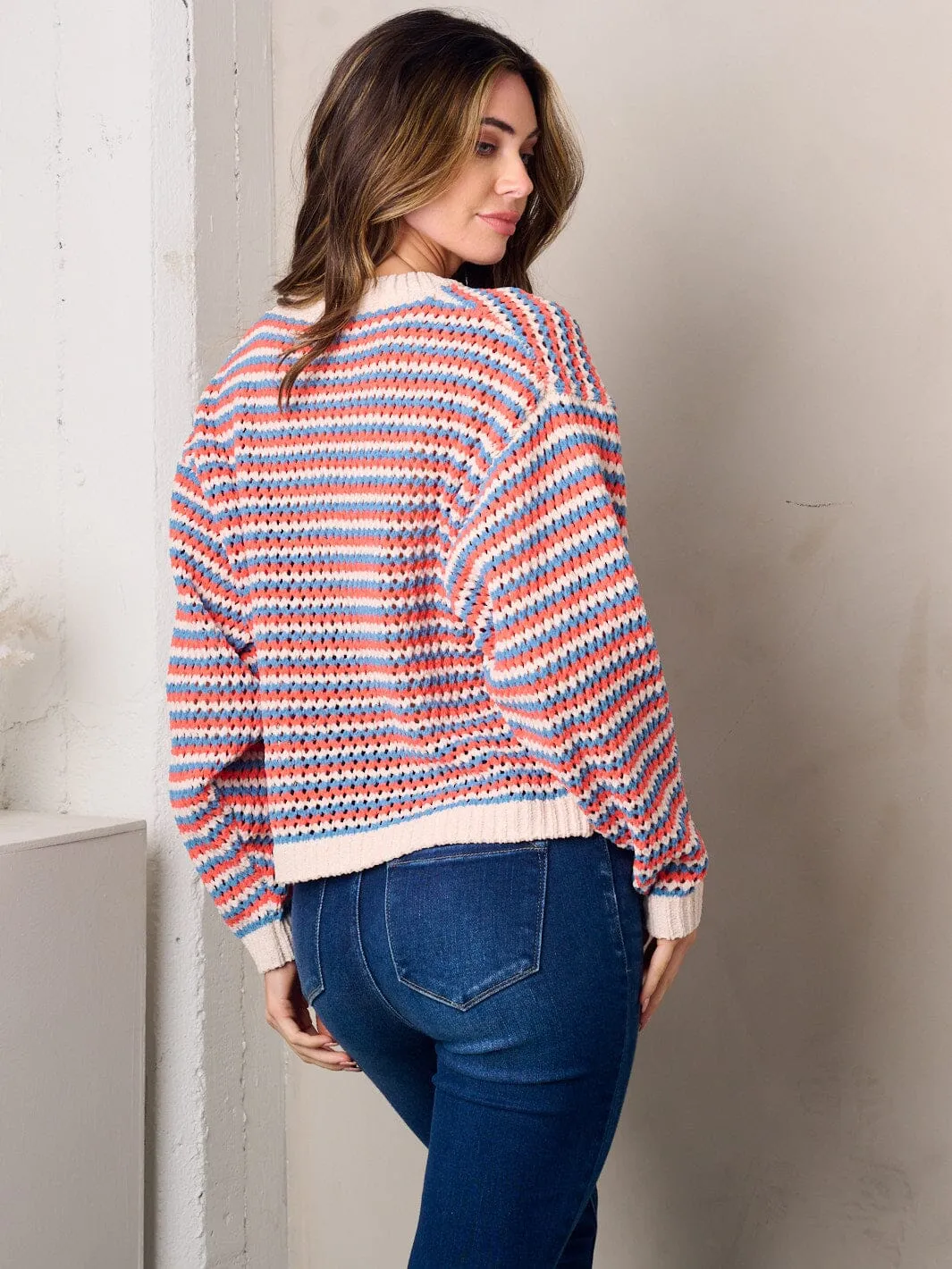 WOMEN'S LONG SLEEVE COLORBLOCK SWEATER