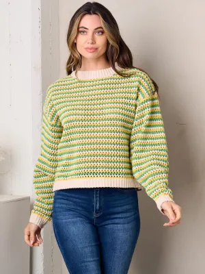 WOMEN'S LONG SLEEVE COLORBLOCK SWEATER