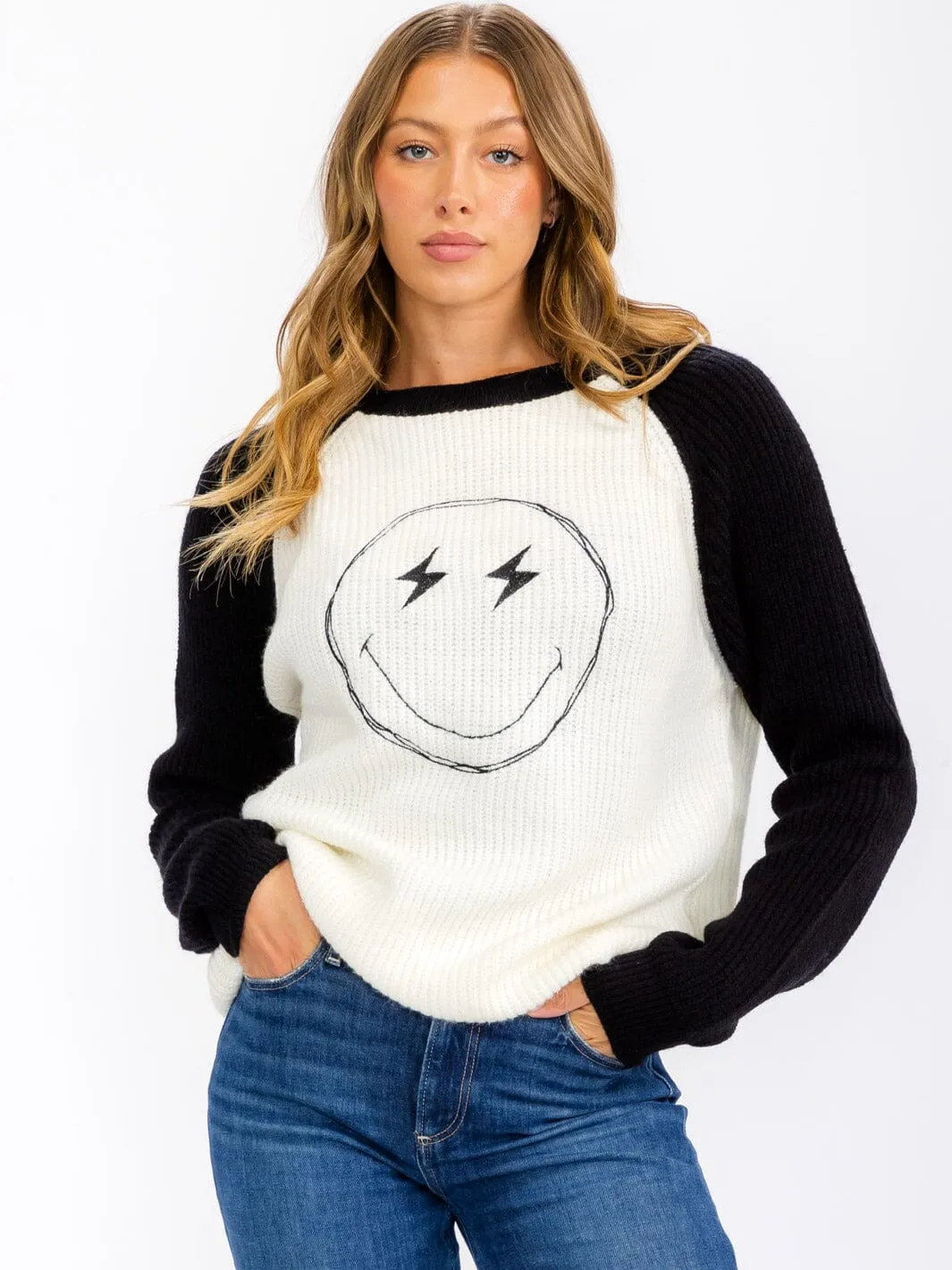 WOMEN'S LONG SLEEVE GRAPHIC COLORBLOCK PULLOVER SWEATER