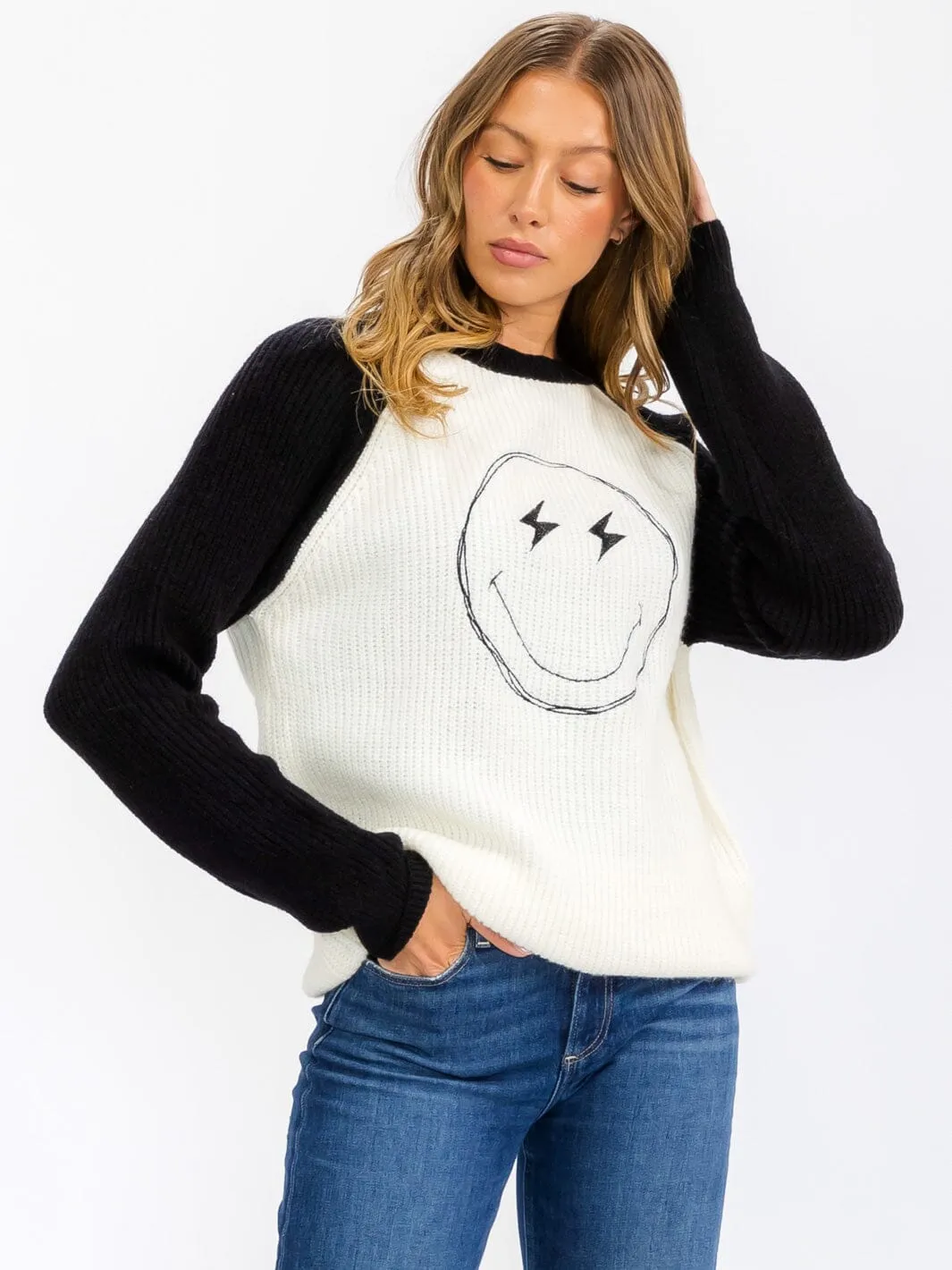 WOMEN'S LONG SLEEVE GRAPHIC COLORBLOCK PULLOVER SWEATER